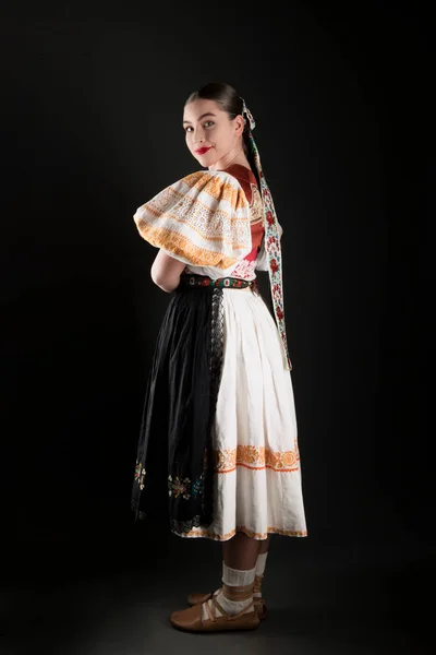 Young Beautiful Slovak Woman Traditional Dress Slovak Folklore — Stock Photo, Image