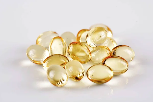 Yellow Soft Shell Vitamin Capsules Vitamin Keeps You Healthy — Stock Photo, Image