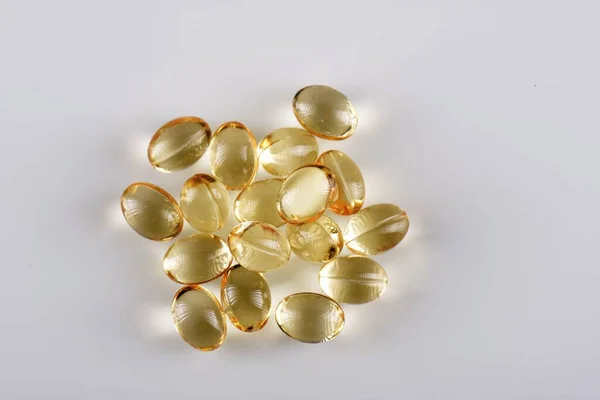 Yellow Soft Shell Vitamin Capsules Vitamin Keeps You Healthy — Stock Photo, Image