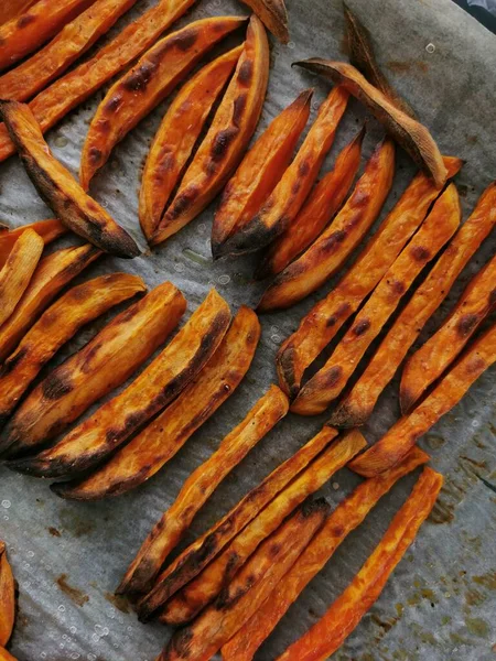Gesunde Hausgemachte Süßkartoffelfrites — Stockfoto