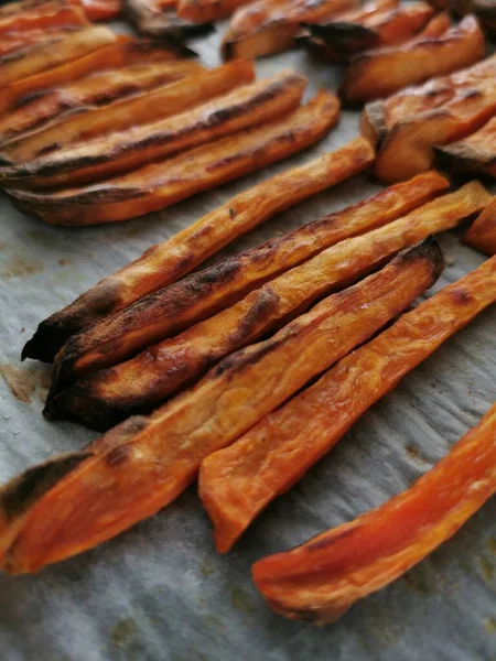 Gesunde Hausgemachte Süßkartoffelfrites — Stockfoto