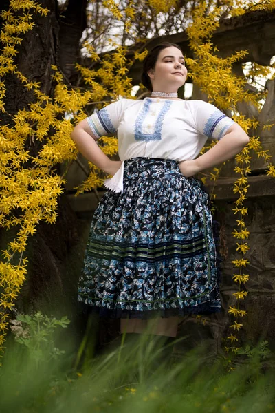 Schöne Frau Traditioneller Slowakischer Tracht — Stockfoto