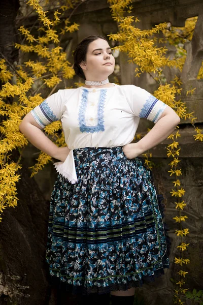 Beautiful Woman Traditional Slovak Folklore Costume — Stock Photo, Image