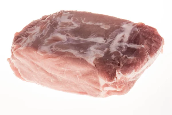 Filete Cerdo Carne Cruda Primer Plano Aislado Sobre Fondo Blanco — Foto de Stock