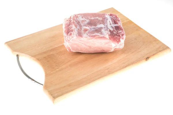 Pork Fillet Raw Meat Wooden Cutting Board — Stock Photo, Image