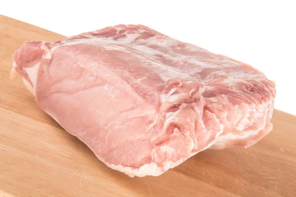 Filete Cerdo Carne Cruda Una Tabla Cortar Madera — Foto de Stock