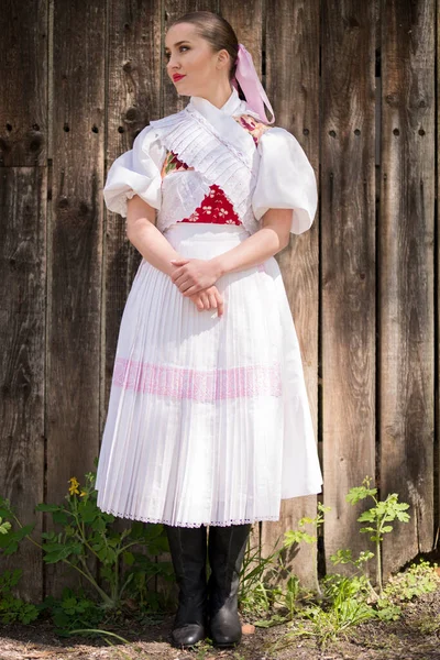 Beautiful Woman Traditional Slovak Folklore Costume — Stock Photo, Image