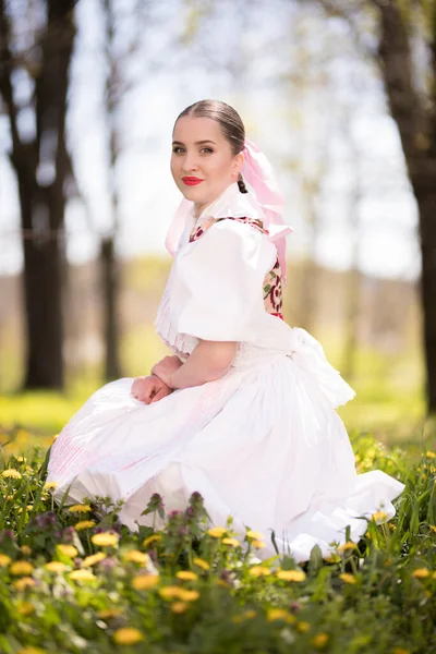 전통적으로 슬로바키아 의상을 아름다운 — 스톡 사진