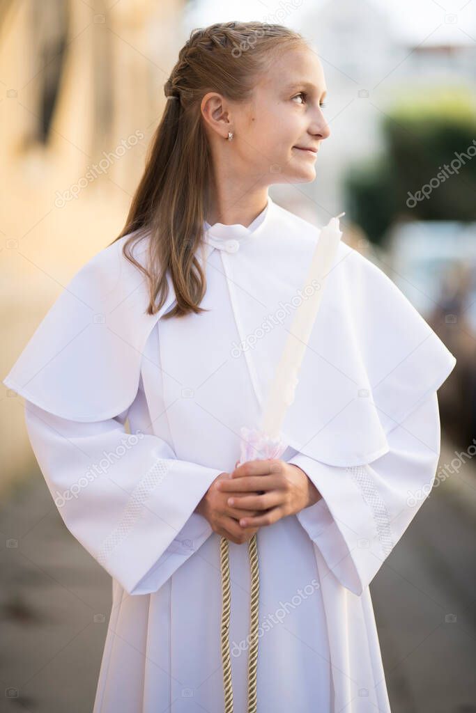 beautiful young girl Holy Communion