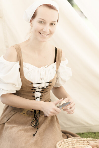 Woman in medieval dress
