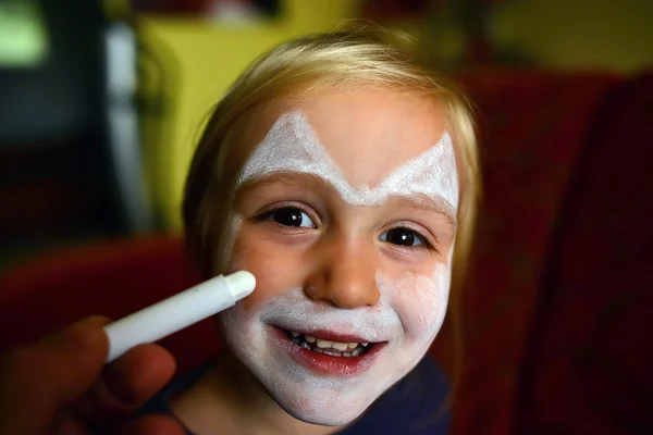 Girl with the cat face makeup — Stock Photo, Image