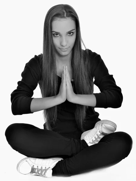 Young woman in yoga pose — Stock Photo, Image