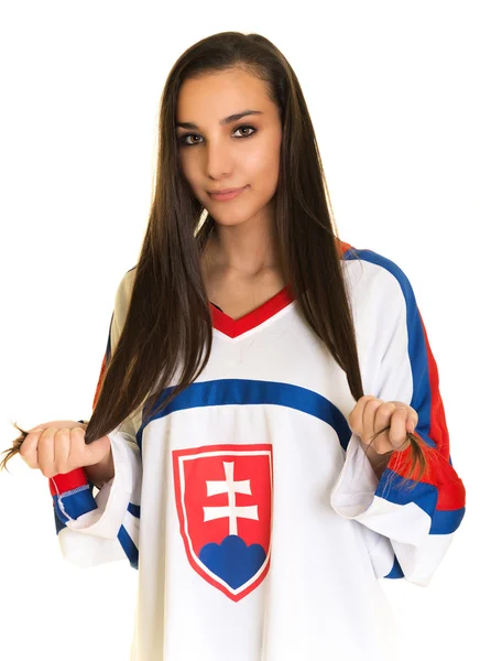 Girl Slovakian Hockey Fan — Stock Photo, Image