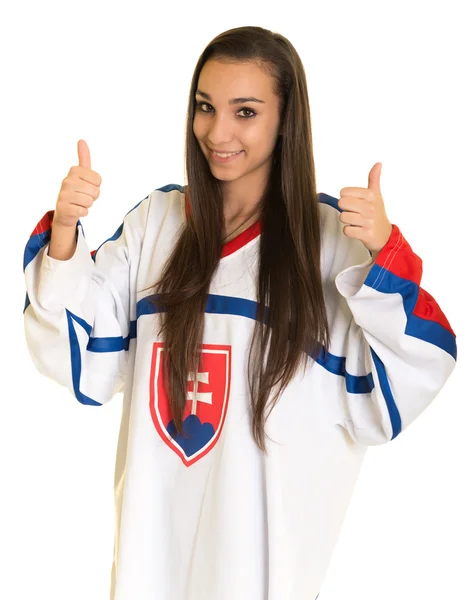 Meisje Slowaakse Hockey Fan — Stockfoto