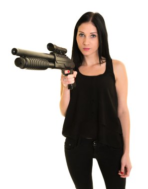 Beautiful woman with gun