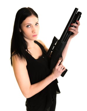 Beautiful woman with gun