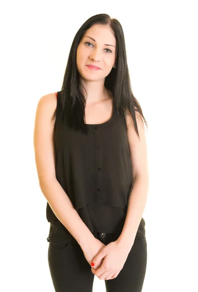 Brunette woman with long straight hair — Stock Photo, Image