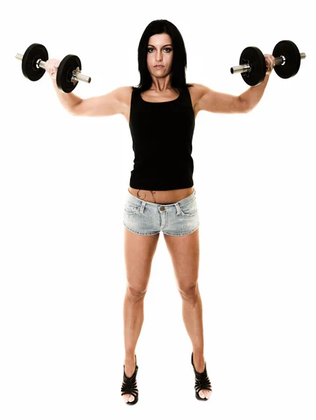 Portrait of young brunette fitness woman — Stock Photo, Image