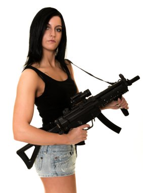 Beautiful woman with gun