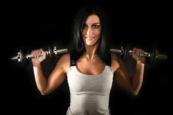 Young Woman with weights — Stock Photo, Image