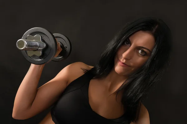 Young Woman with weights — Stock Photo, Image