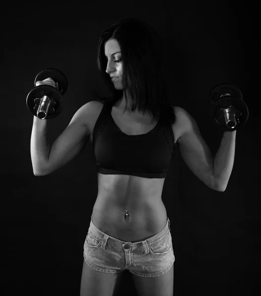 Young Woman with weights — Stock Photo, Image