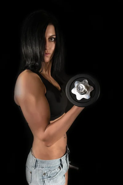 Young Woman with weights — Stock Photo, Image