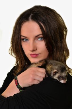 Güzel kız bir gelincik holding