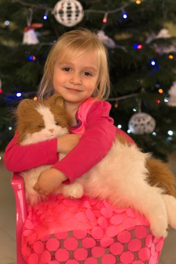 Oyuncak kedi ile küçük kız