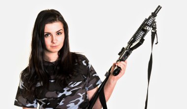 Beautiful woman with gun