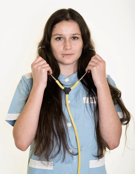 Beautiful young doctor with stethoscope — Stock Photo, Image