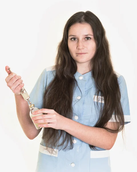 Estudante de medicina com seringa — Fotografia de Stock