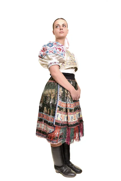 Mujer en traje popular eslovaco —  Fotos de Stock