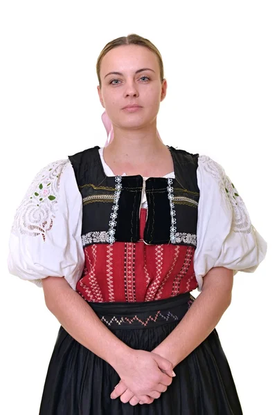 Mujer en traje popular eslovaco — Foto de Stock