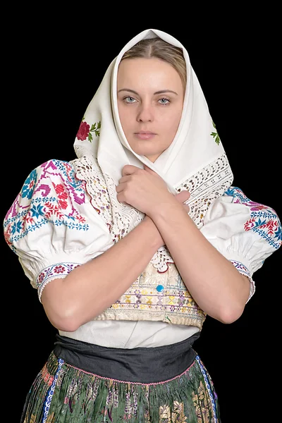 Жінка в словацьких народний костюм — стокове фото