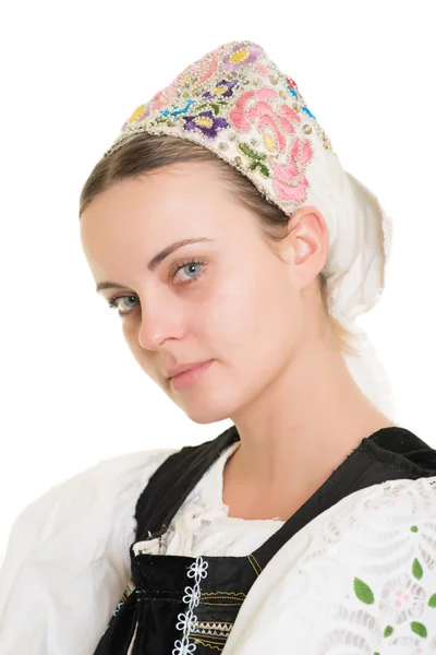 Жінка в словацьких народний костюм — стокове фото