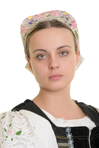 在斯洛伐克民俗服饰的女人 — 图库照片
