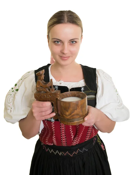 Kvinna i slovakiska folklig dräkt — Stockfoto