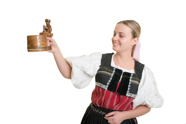Mulher em trajes populares eslovacos — Fotografia de Stock