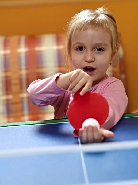 Little girl playing Table tennis — Stock Photo, Image