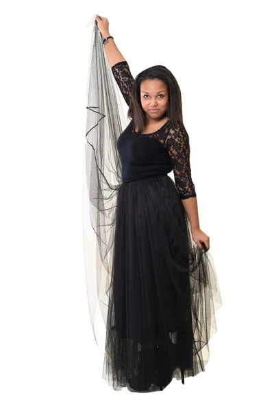 ब्लॅक ड्रेस मध्ये सुंदर मुलगी — स्टॉक फोटो, इमेज
