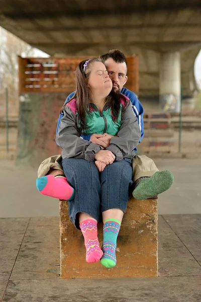 Down syndrome couple — Stock Photo, Image