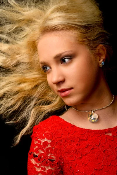 Portrait of beautiful blonde woman model — Stock Photo, Image