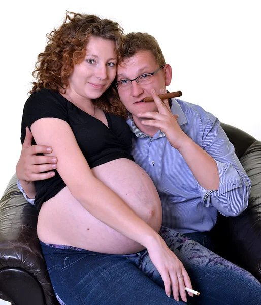 Terhes nő férjjel — Stock Fotó