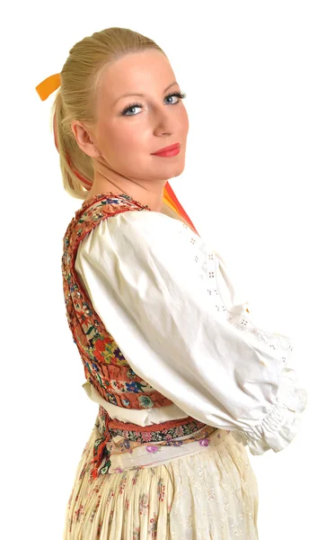 Mujer vestida con vestido de folclore eslovaco —  Fotos de Stock
