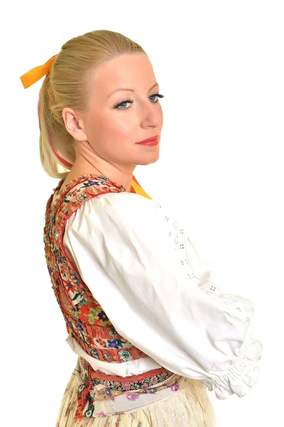 Slovakça folklor elbise giymiş kadın — Stok fotoğraf