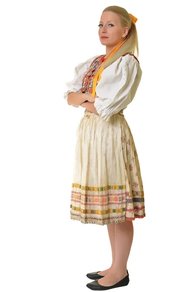 女人穿上斯洛伐克民俗服饰 — 图库照片