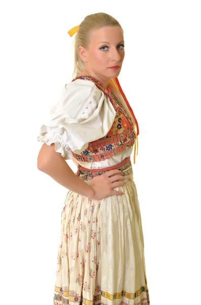 Woman dressed on slovakian folklore dress — Stock Photo, Image