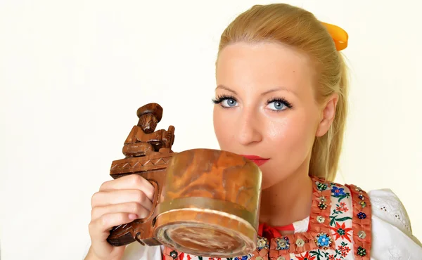 Woman dressed on slovakian folklore dress — Stock Photo, Image