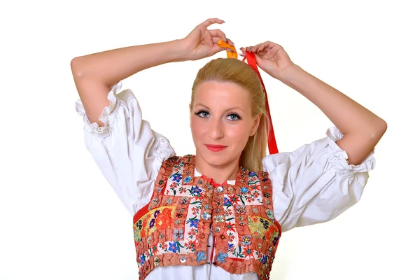 Frau in slowakischer Tracht — Stockfoto